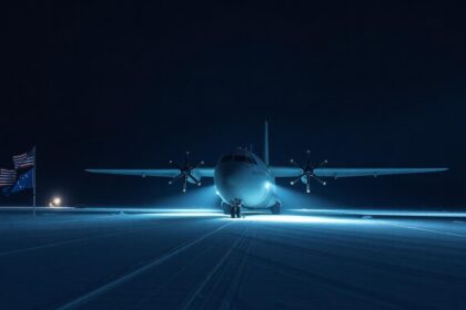 antarctica research station night evacuation aircraft