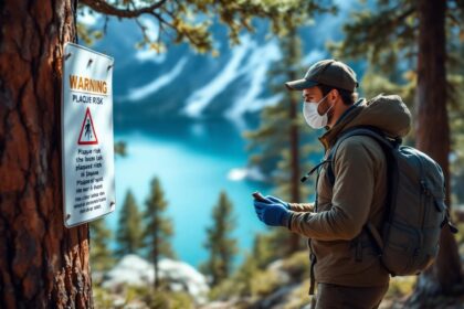 cautious hiker tahoe trail plague warning