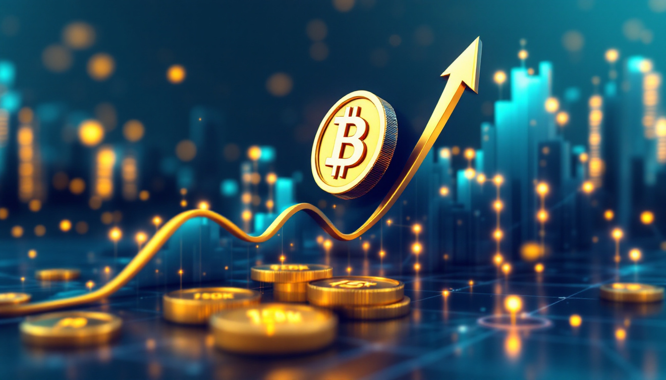 golden bitcoin rising bullish chart