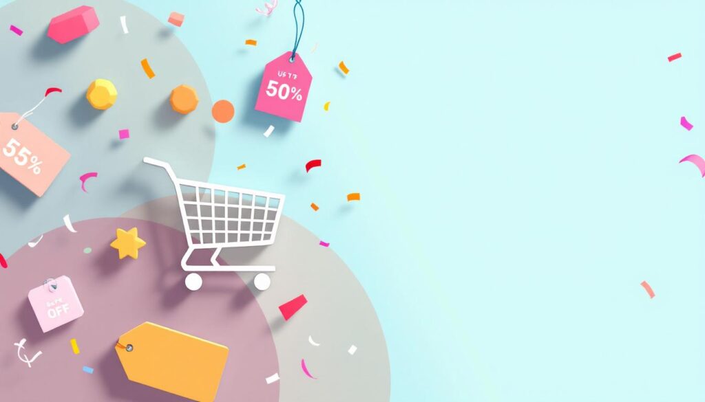 minimalist shopping cart banner discount tags
