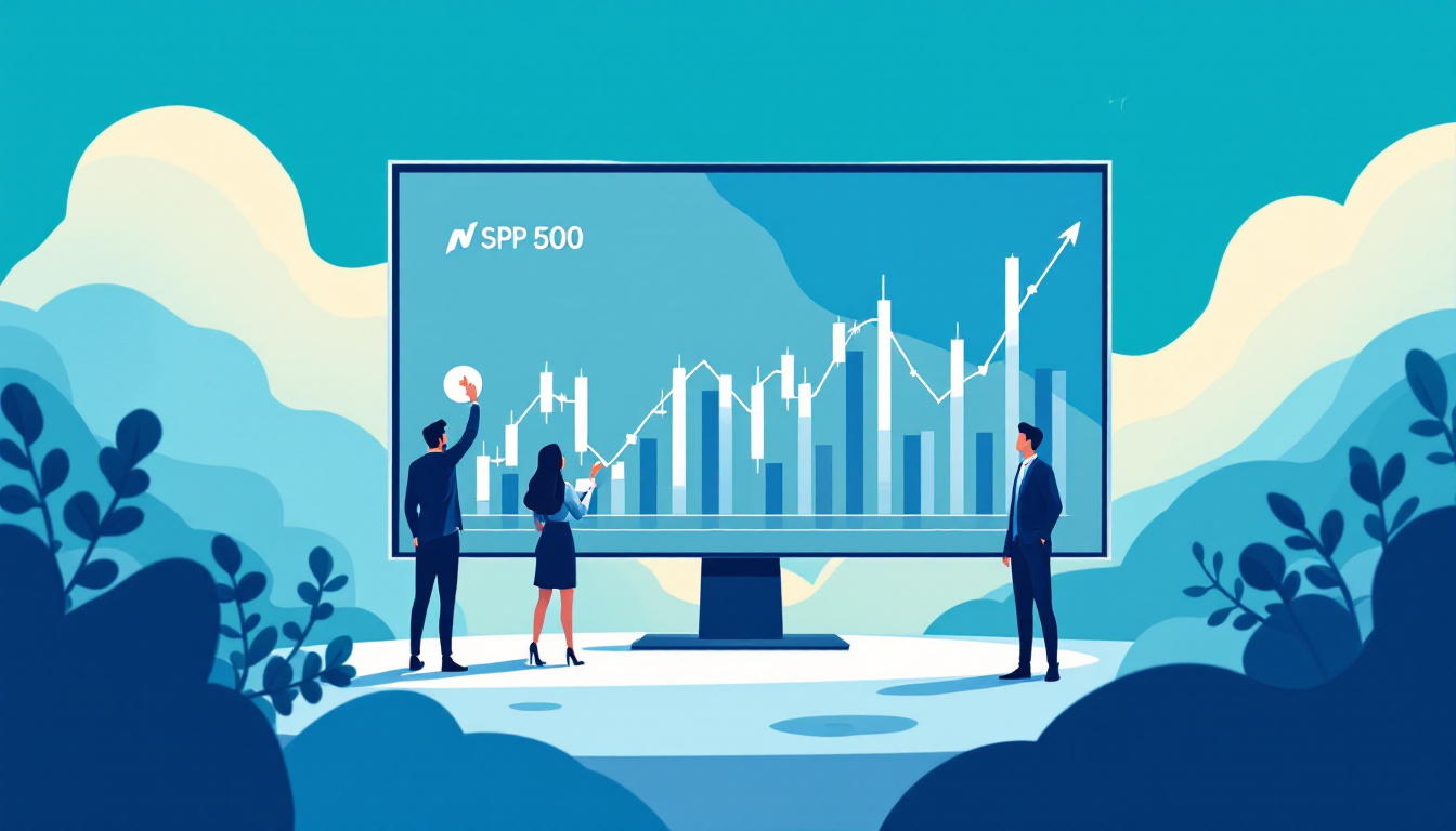 nasdaq sp500 rising candlestick chart illustration