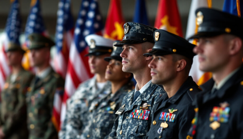 us service members montage flags background
