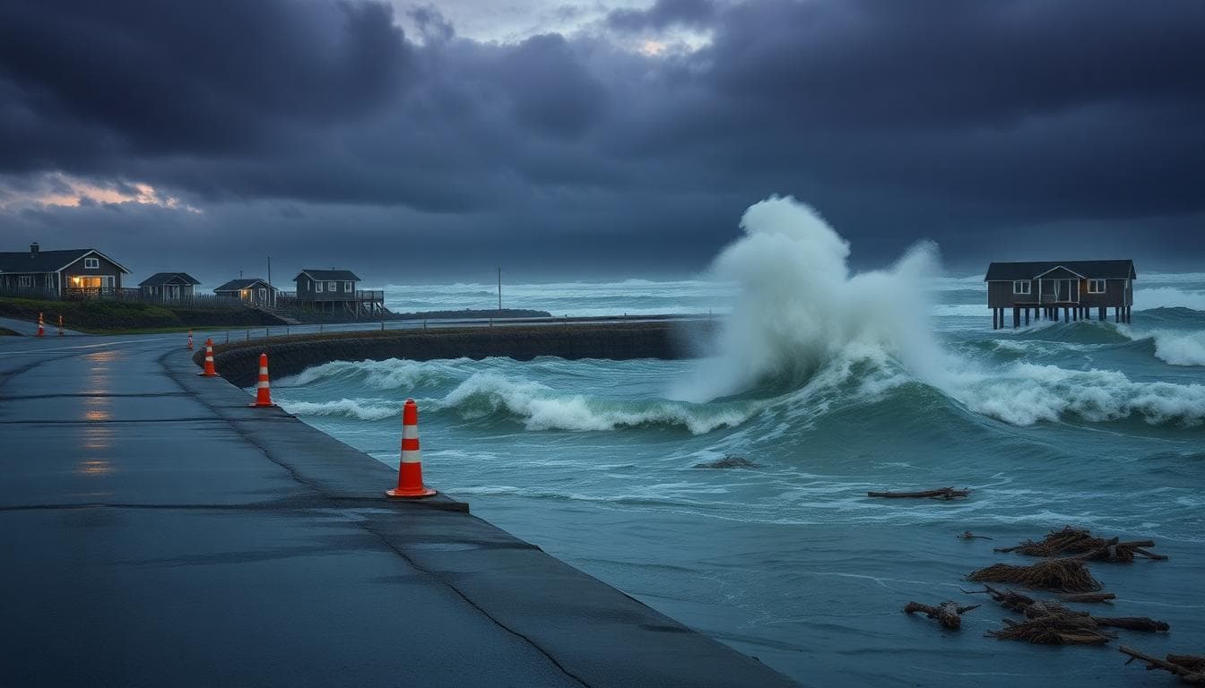 autumn storm western alaska coastline dusk cc017207
