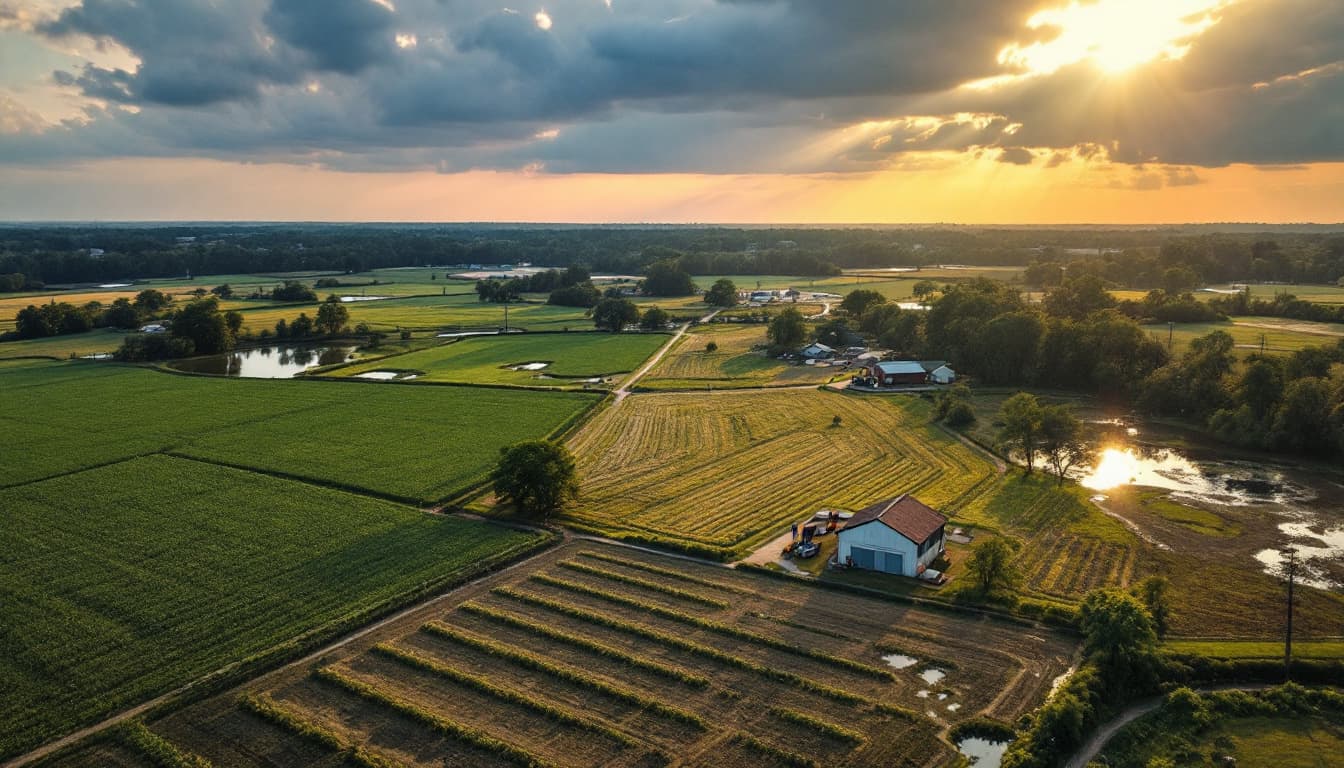 georgia farmland hurricane recovery aerial view