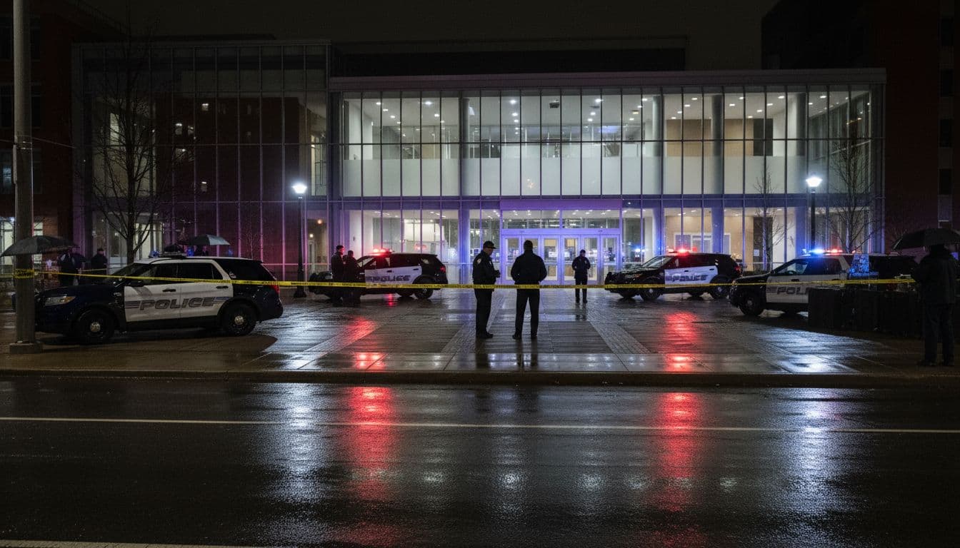 nighttime university police caution scene 06280116