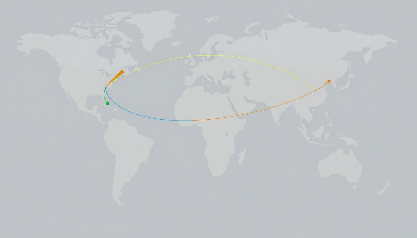 northern hemisphere us west coast east asia route map 07418025