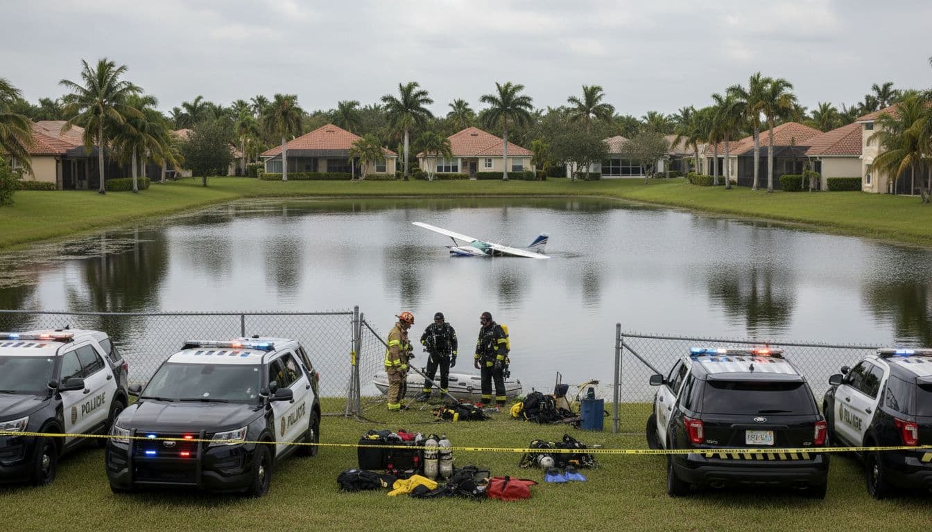 Small Plane Reportedly Crashes Into Coral Springs Pond; Dive Team Responds 1 florida suburban plane crash pond emergency bee5e9b5