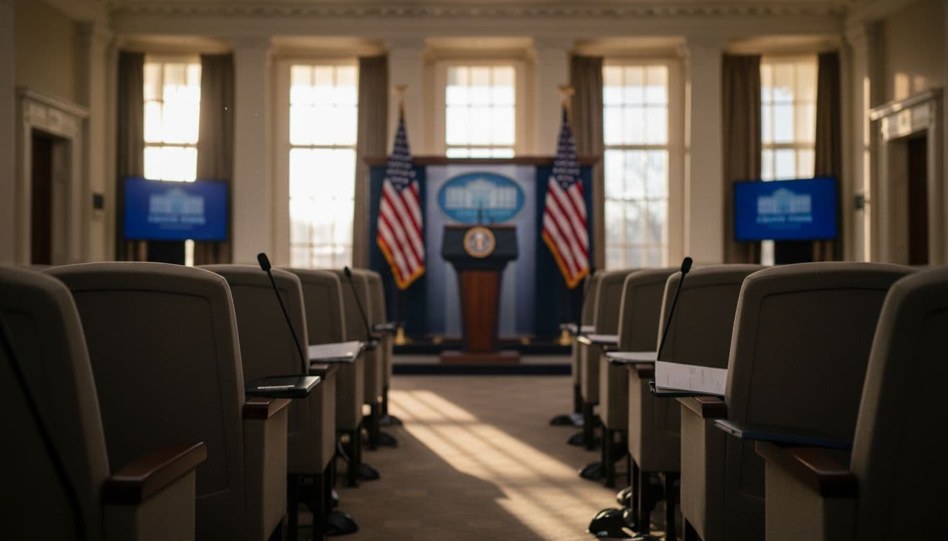 empty white house press briefing room evening eb8b265a