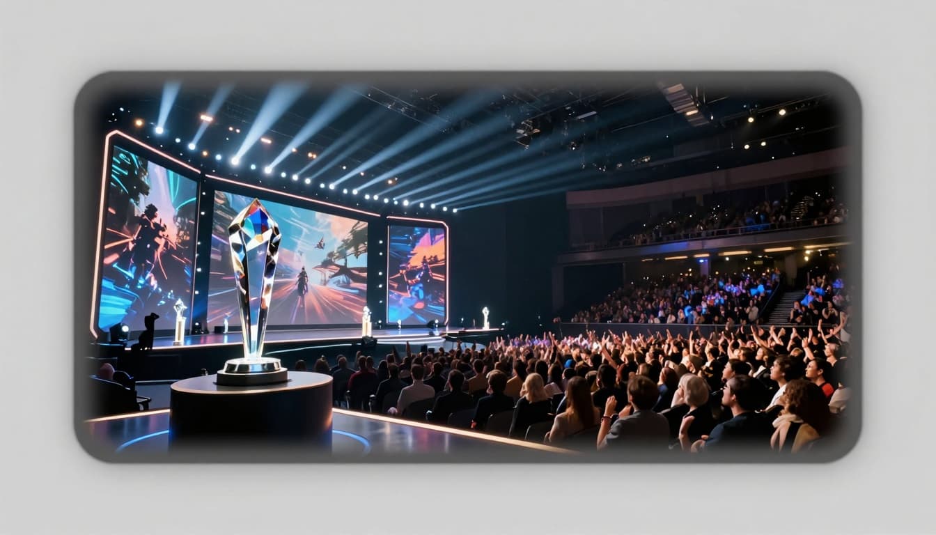 the game awards 2025 futuristic stage trophy crowd 5a2ff8eb